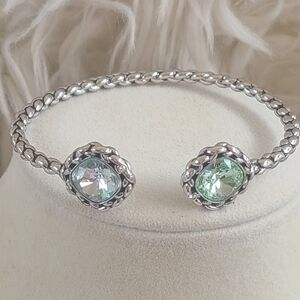 Swarovski Large Green And Blue Crystal Cuff Bracelet- Excellent Condition
